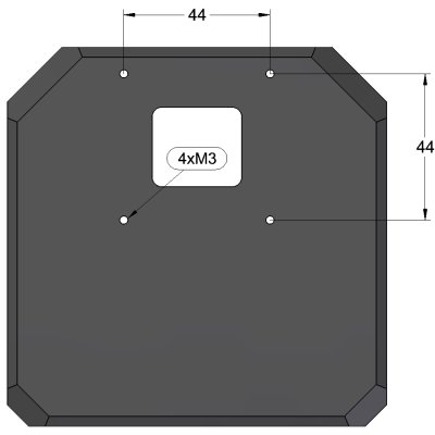 M3 threaded holes, used to mount the EFW, on the C2 camera head
