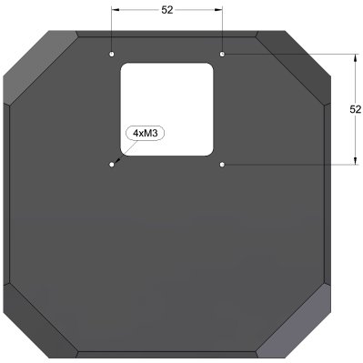 M3 threaded holes, used to mount the EFW, on the C4 camera head