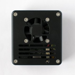 Back side of camera head with air inlets for cooling fan